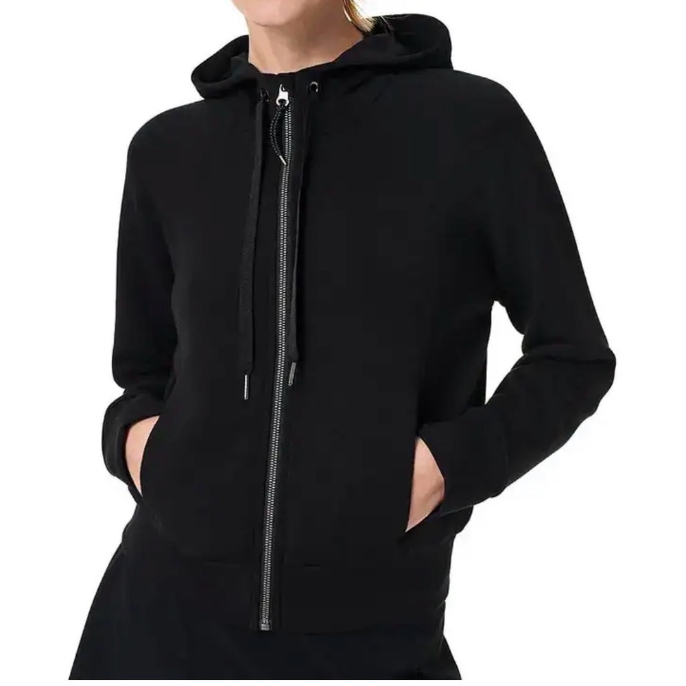 Spanx Sweatshirt Womens Size 2X Black AirEssentials Full Zip Long Sleeve Hoodie
